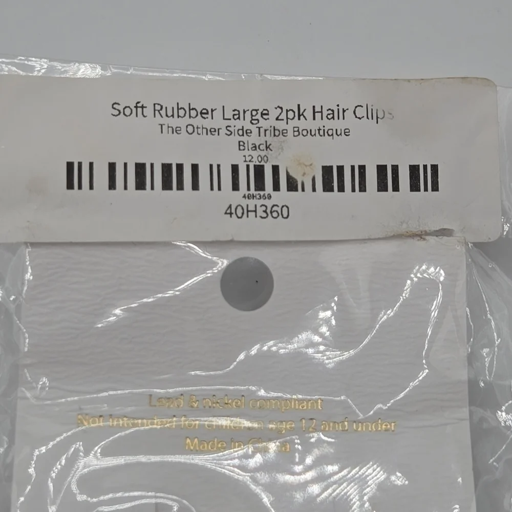 JOSSLYN COMPANY Black Chain Link Large Rubber Hair Clips 2 pack